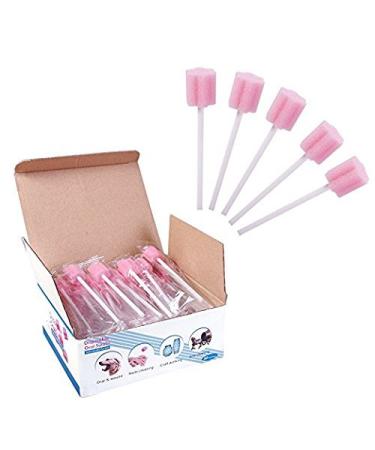 Disposable Unflavored Oral Mouth Cleaning Care Sponge Swabs 50 Count - Pink - Buy Online on GoSupps.com