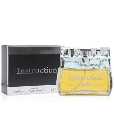 INSTRUCTION 3.4 fl oz Eau De Toilet Sweet Amber Woody fragrance for Men.
