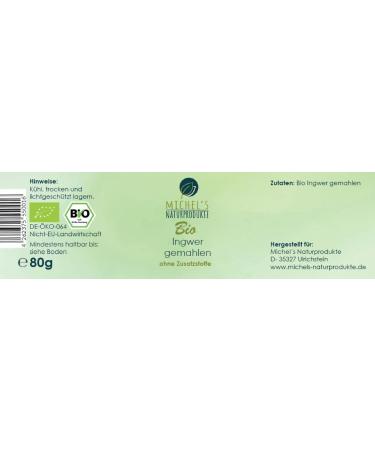 Michel's Organic Ginger Powder 80g - Vegan Lactose-Free 100% Natural | Imported from India Bottled in Germany - Buy Online on GoSupps.com