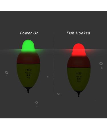 Kangdun 3 Pcs Color Change Alarm Lighted Bobbers for Night Fishing - Green  Red LED Light Up Fishing Bobbers - 50g Fishing Foam Floats in 1 Pack for  Day & Night Use