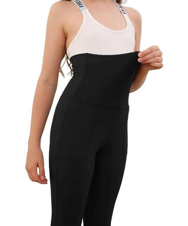 Aurgelmir Girls' Black Foldover Waist Flare Leggings with Pockets - Size 13-14 Years - Buy Online on GoSupps.com
