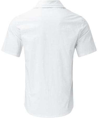 Mens Hawaiian Shirt | Short Sleeve Aloha Beach Print Button Down | Loose Fit Blouse Tees - White - Buy Online on GoSupps.com