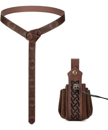 Medieval belt pocket leather bag medieval medieval leather bag vikinger belt medieval belt with bag (1) brown