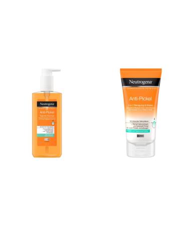 Neutrogena anti-pimples Face cleaning daily washing gel with salicylic acid for blemished skin 200ml & anti-pimple facial cleaning 2-in-1 cleaning and mask with salicylic acid for blemished skin 150ml bundle with anti-pimples facial cleaning