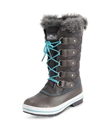 Polar Women's Nylon Tall Winter Snow Boot 6 Gray/Blue