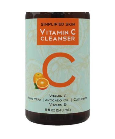 Vitamin C Facial Cleanser (8 oz) Gel for Daily Anti-Aging & Acne Treatment. Clear Pores on Oily, Dry & Sensitive Skin. Natural Makeup Removing Face Wash by Simplified Skin