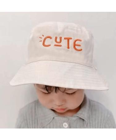 XYIYI Kids Bucket Hat | Adjustable Sun Hats for Boys Girls 4-8 Years | Breathable Beach Hat | Cute Beige & Graffiti Letters - Buy Online on GoSupps.com