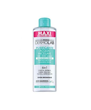 DERMOLAB Micellar Water 6 in 1 Purifying Vis, Occhi Labbra - 400 ml