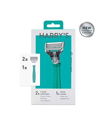 Harry's Tropical Green Razor with x10 Cartridge Heads - 5 Bladed for Smooth Shave - Buy Online on GoSupps.com