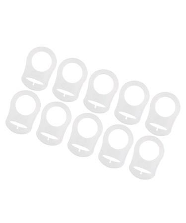 Pack of 10 pacifier holders with ring buttons for babies pacifier holder clip adapter white soft silicone