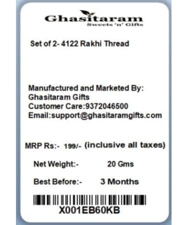 Ghasitaram Gifts Rakhis Online-Set of 2- 4122 Rakhi Thread - Buy Online on GoSupps.com