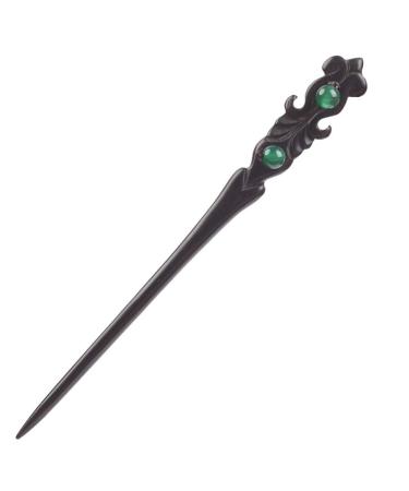 TOP SEWING Ebony Double-faced Jade Sword Hairpins Handmade Carved Wooden 7.08 Hair Sticks for Women Chinese Hair Chopsticks for Long hair 1 Pack