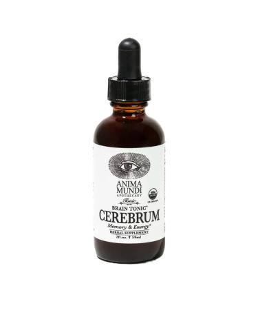 Anima Mundi Apothecary Cerebrum Brain Tonic - Cognitive Support Supplement - Liquid Drops with Lion's Mane and Ginkgo - Brain Booster Liquid Supplement for Memory Support (2oz / 60ml)