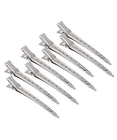 Rmeet alligator hair clips 24 pack metal crocodile hair clip 3.5 inch stainless steel hair clamps long metal clamps duck bill hair clips for women girls silver