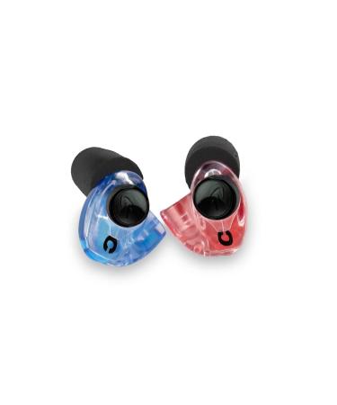 TruEarz Red/Blue Ready-Fit Lite Toggle Filtered Hearing Protection (Earplugs). Best for Intermittent Exposures. Toggle Open: Moderate Noise Toggle Closed: High to Very High Noise. NRR 11-29