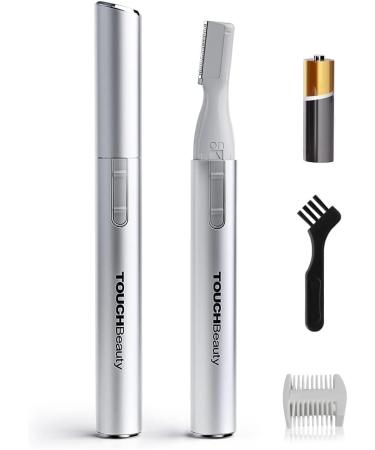 TOUCHBeauty Electric Eyebrow Trimmer Eyebrow Hair Remover Painless Facial Hair Trimmer for Women Portable Ladies Shaver AG-815B (Silver) Sliver