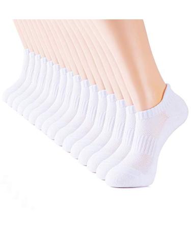 IDEGG 8 Pairs Ankle Performance Athletic Running Socks Low Cut Sports Tab Socks for Women and Men White Small