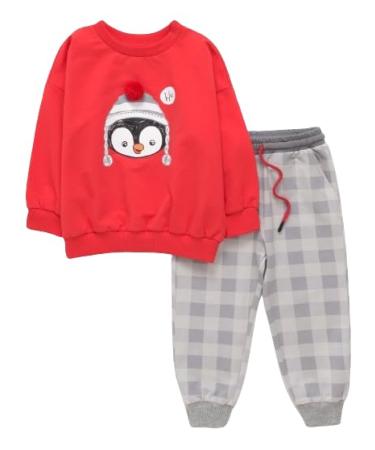 artie Baby Boys Comfortable Pyjamas for Kids Nightwear Children Footless 100% Cotton Long Sleeve Pjs Outfit Sets of 2 Pieces Pajamas for 12 Months to 8Years Old 4-5 Years Red
