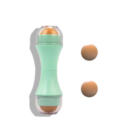 Oil -absorbing volcanic roller double head volcanic stone facial scooter with two interchangeable volcanic balls portable oil control roller for immediate removal of excess oil gloss (green) - Buy Online on GoSupps.com