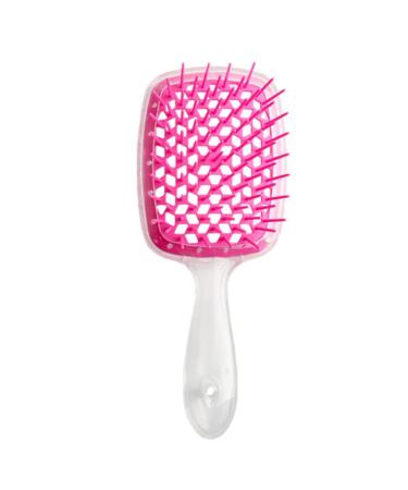 Comb Women's Scalp Massage Comb Hair Brush Women's Hollowed Out Home Salon Hair Styling Tool Comb Wide Tooth Comb (Color : Transparent-Rose red)