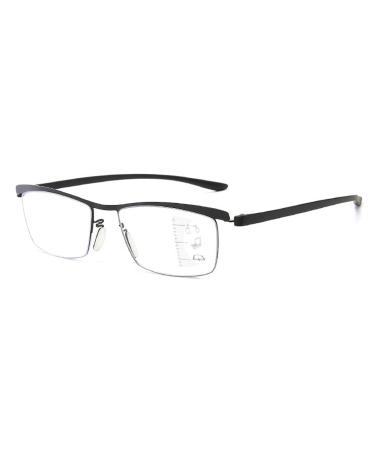 Zukky anti-blue lighting glasses for men and women light metal rectangular semicircular reading devices computers reading AM12 (Color: Black Size: 3.5x)