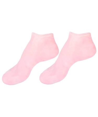 POPETPOP 1 Pair Sock Half Moon Pillow Black Knee Scooter Pad Rejuvenate Feet Lotion Gel Spa Stocking Moisturizing Heel Sleeves Moisturizing Gel Booties Skin Pink Silicone Gel Miss Foot Sebs 22X8.5X1cm
