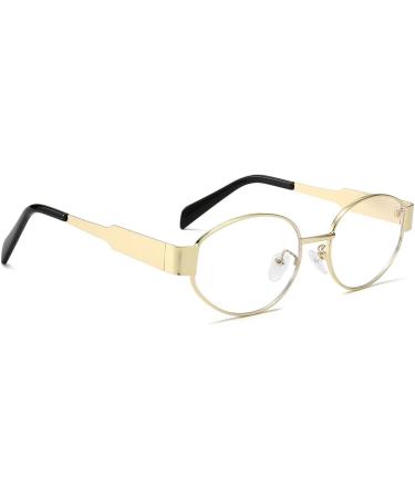 Buy JOVAKIT Retro Blue Light Blocking Glasses for Women | Vintage Oval Eyeglasses - Fashionable 54mm Gold Frame for TV & Computer Use - Buy Online on GoSupps.com