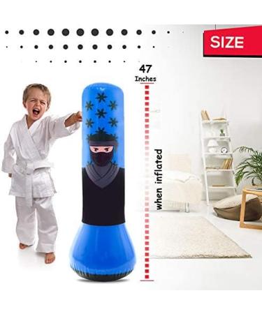 Whoobli Kids Punching Bag Set Ninja Blue | Adjustable Boxing Bag for 3-10 Years Old | Includes Boxing Gloves | Toy for Boys & Girls (Red White) - Buy Online on GoSupps.com