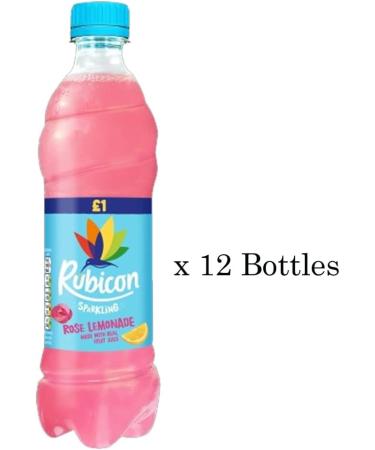 12 x Rubiconn Sparkling Rose Lemonade 500ml - Sparkling Rose Flavoured Juice Drink with Sugar & Sweetener - Buy Online on GoSupps.com