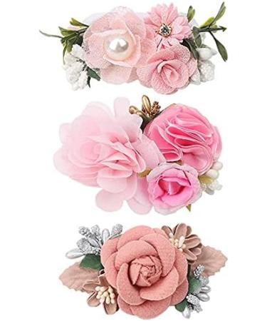 3 Pieces Artificial head flower hair clips floral Barrettes Hair Bow Accessories for Baby Girl Toddles Teens fabric flower hairclip one size Clip set #2 - Buy Online on GoSupps.com