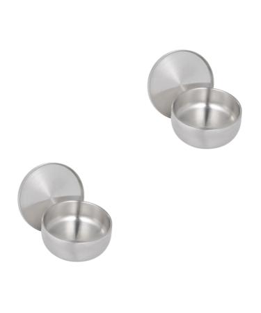 Frcolor cup holder 2 pieces of dishwashing razor inaccurate good especially like hair useful razor for tools - care at home cream brush stainless steel bathroom salon foam stand 11x11x6.5cmx2pcs silverx2stk