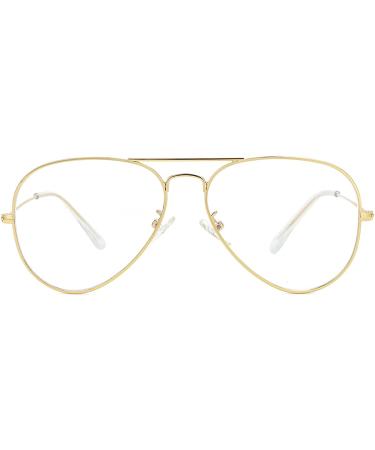 GLEYEMOR Blue Light Aviator Glasses - Metal Frame Anti Blue Light Lens - 01gold Aviator 58mm - Unisex Computer Glasses - Buy Online on GoSupps.com