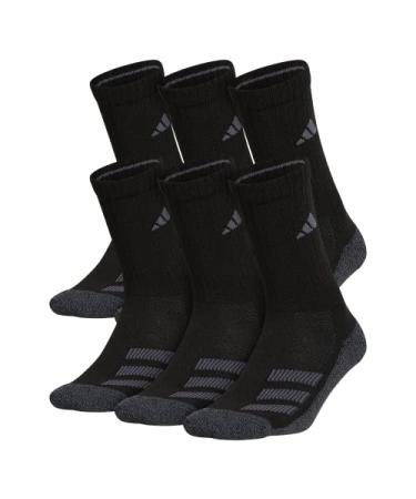 adidas Boys' Youth Cushioned Angle Stripe 6-Pack Crew Large Black/Onix Grey/Night Grey