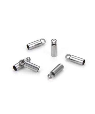 100pcs Adabele 304 Grade Stainless Steel Hypoallergenic End Caps Barrel Beads for 1.5mm (0.06 Inch) Cord Beading Wire Thread SJF216-2 100 Designed for 1.5mm cord