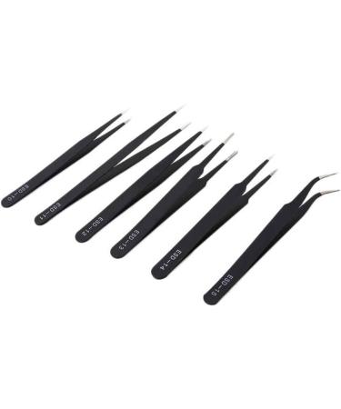kawehiop 6 Pieces Anti-Static Tweezers Stainless Steel Eyebrow Nipper Remover Jewelry Crafting Repair Maintenance Tools - Buy Online on GoSupps.com