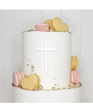 Cake topper (cross) Charm acrylic/wood baptism communion confirmation confirmation cake plug cake cake plug decoration caketopper (3 pieces white) white 3 pieces