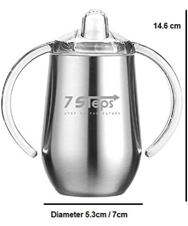 10 Oz Stainless Steel Kids Sippy Cup Tumbler - Double Wall, Vacuum Insulated, BPA Free - No Leak, No Spill - Silver - Buy Online on GoSupps.com