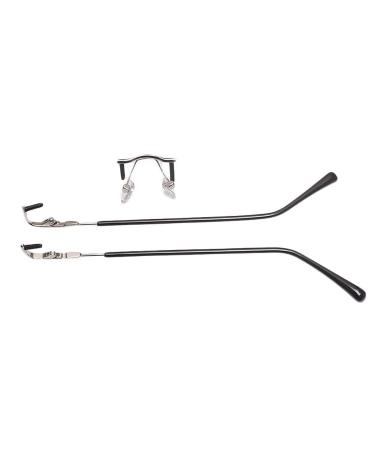 Eyeglass Leg Ear Hook Holder 1 Pair Metal Eyeglass Temples Nose Bridge Replacement Set 1 Hole Repair Kit for Rimless Glasses Silver