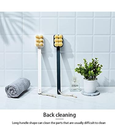 Long Stem Bathing Brush Set - Dark Green Body Care Brush with Lanyard Soap Bag & Wall Hook for Skin Peeling & Back Scrubbing - Buy Online on GoSupps.com