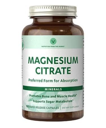 Vitamin World Magnesium Citrate Preferred Form for Absorption 100 Rapid Release Capsules