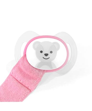 Timfanie Pacifier Holder for Girls - Baby Pink Fabric Ribbon/Chain with Personalized Engraving & Adapter | International Shipping Available - Buy Online on GoSupps.com