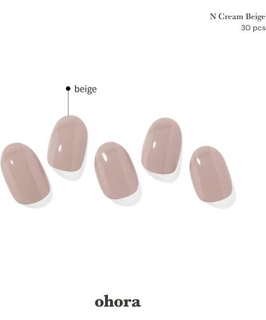 ohora Semi Cured Gel Nail Strips in Cream Beige - Salon-Quality, Long Lasting, Easy to Apply & Remove - Includes 2 Prep Pads, Nail File & Wooden Stick - Buy Online on GoSupps.com