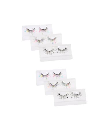 Abaodam 6 Pairs Sequin False Eyelashes Colored Lashes Colored Eyelashes Pride Makeup Cosplay Lashes Color Lashes Lashes with Color Pride Outfit Imitation Miss Natural Flower Stickers