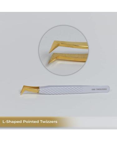 2pcs White Gold Pointed Eyelash Tweezers for Lash Extension - Stainless Steel Precision Tweezers for Volume and Classic Lashes - False Eyelash Extension Kit - Buy Online on GoSupps.com