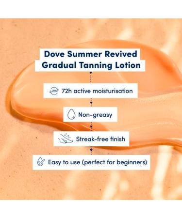 Dove Summer Revived Light to Medium Gradual Tanning Lotion 200 ml & Dove Summer Revived Light to Medium Gradual Tan Lotion for Face and Body Tanning Lotion For All Skin Types 75 ml - Buy Online on GoSupps.com