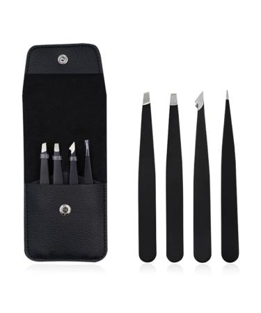 Precision tweezers for eyebrows for face hair splinters ingrown hair remover for ingrown hair plucking tools eyebrow tweezers for women professional 4-part set
