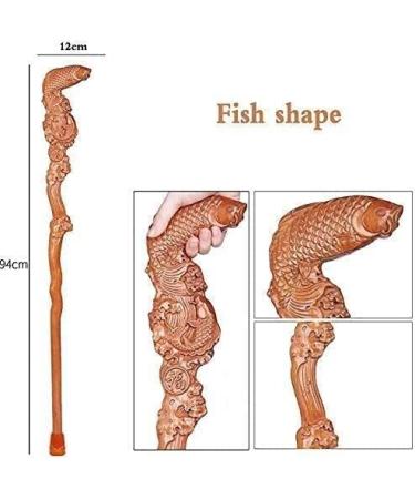Wooden Walking Stick Solid Cane The New Portable Adjustable Crutches Canes Wood Crutch Hand Carved Walking Stick Gifts Fish Shape Fashionable Sturdy Stable for Men and Women - Buy Online on GoSupps.com