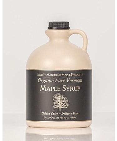 Mansfield Maple Certified Organic Pure Vermont Maple Syrup in Plastic Jug Golden Delicate (Vermont Fancy), Half Gallon Golden Delicate (Vermont Fancy) Half Gallon