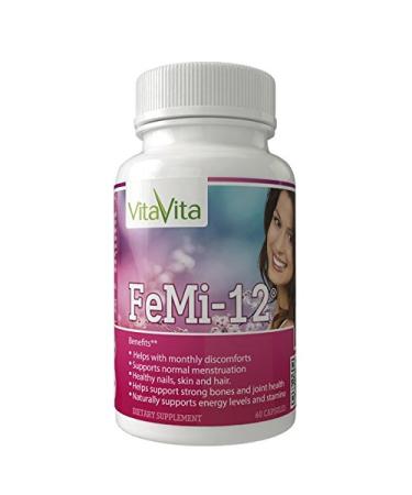 FeMi-12 Helps Alleviate Women's Monthly Period Discomforts & Supports Normal Menstruation (60 Capsules)