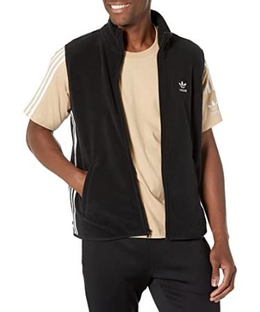 adidas Originals Men's Adicolor 3-Stripes Teddyfleece Vest Medium Black